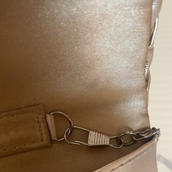 Gold pleated rectangular crystal encrusted fold over clutch evening bag - Picture 11 of 11